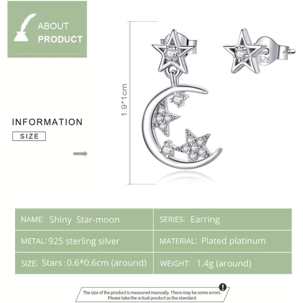 Delicate CZ Crescent Moon Dangle Star Stud Earrings for Women Teen Girls 925 Sterling Silver Hypoallergenic Piercing Ear Small Huggie Studs Tragus Asymmetrical Earring Cute Jewelry for DaughterDelicate CZ Crescent Moon Dangle Star Stud Earrings for Women Teen Girls 925 Sterling Silver Hypoallergenic Piercing Ear Small Huggie Studs Tragus Asymmetrical Earring Cute Jewelry for Daughter