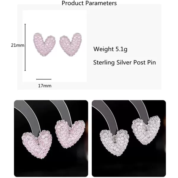 Delicate CZ Love Heart Earrings for Women Girls Sterling Silver Post Pin Hypoallergenic Luxury Diamond Stud Wedding Christmas Birthday Valentine Jewelry Gifts Box for Mom Girlfriend BridesmaidDelicate CZ Love Heart Earrings for Women Girls Sterling Silver Post Pin Hypoallergenic Luxury Diamond Stud Wedding Christmas Birthday Valentine Jewelry Gifts Box for Mom Girlfriend Bridesmaid