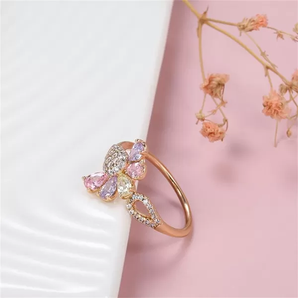 Delicate CZ Petal Flower Statement Ring for Women Girls 14K Gold Plated Colorful Crystal Teardrop Leaf Cluster Band Finger Rings Comfort Fit Cute Elegant Wedding Promise Birthday Jewelry Gift for Friend Size 8Delicate CZ Petal Flower Statement Ring for Women Girls 14K Gold Plated Colorful Crystal Teardrop Leaf Cluster Band Finger Rings Comfort Fit Cute Elegant Wedding Promise Birthday Jewelry Gift for Friend Size 8
