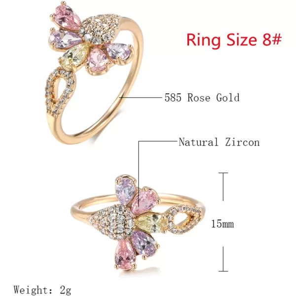 Delicate CZ Petal Flower Statement Ring for Women Girls 14K Gold Plated Colorful Crystal Teardrop Leaf Cluster Band Finger Rings Comfort Fit Cute Elegant Wedding Promise Birthday Jewelry Gift for Friend Size 8Delicate CZ Petal Flower Statement Ring for Women Girls 14K Gold Plated Colorful Crystal Teardrop Leaf Cluster Band Finger Rings Comfort Fit Cute Elegant Wedding Promise Birthday Jewelry Gift for Friend Size 8