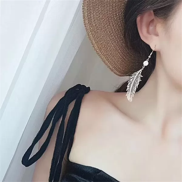 Delicate Feather Drop Dangle Cubic Zirconia Earrings for Women Girls Silvery Filigree Flat Leaf Dangling Hook Stud Fringe Statement Dropping Earring Birthday Wedding Cocktail Party JewelryDelicate Feather Drop Dangle Cubic Zirconia Earrings for Women Girls Silvery Filigree Flat Leaf Dangling Hook Stud Fringe Statement Dropping Earring Birthday Wedding Cocktail Party Jewelry