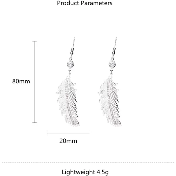 Delicate Feather Drop Dangle Cubic Zirconia Earrings for Women Girls Silvery Filigree Flat Leaf Dangling Hook Stud Fringe Statement Dropping Earring Birthday Wedding Cocktail Party JewelryDelicate Feather Drop Dangle Cubic Zirconia Earrings for Women Girls Silvery Filigree Flat Leaf Dangling Hook Stud Fringe Statement Dropping Earring Birthday Wedding Cocktail Party Jewelry