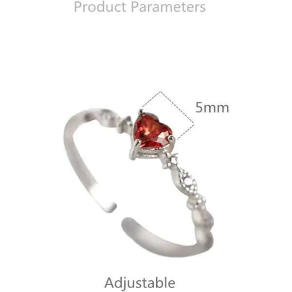 Delicate Red Heart 925 Sterling Silver Statement Adjustable Ring for Women Girls Cubic Zirconia CZ LoveHeart Shaped Beaded Open Wrap Rings Comfort Fit Birthday Wedding Anniversary Jewelry Size 610Delicate Red Heart 925 Sterling Silver Statement Adjustable Ring for Women Girls Cubic Zirconia CZ LoveHeart Shaped Beaded Open Wrap Rings Comfort Fit Birthday Wedding Anniversary Jewelry Size 610