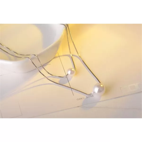 Double Layered Pearl Choker Necklace for Women Girls Copper Tiny 2 Pearls 810mm Ball Bead Pendant Multilayer Tiered Box Chain Collar Necklace Dainty Wedding Jewelry 18Double Layered Pearl Choker Necklace for Women Girls Copper Tiny 2 Pearls 810mm Ball Bead Pendant Multilayer Tiered Box Chain Collar Necklace Dainty Wedding Jewelry 18