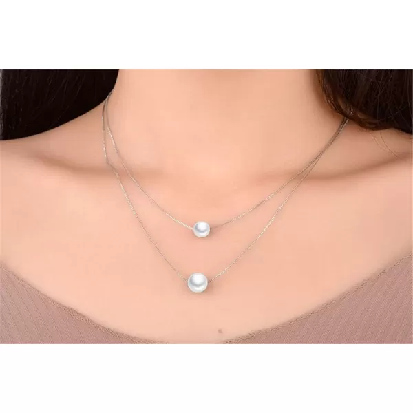 Double Layered Pearl Choker Necklace for Women Girls Copper Tiny 2 Pearls 810mm Ball Bead Pendant Multilayer Tiered Box Chain Collar Necklace Dainty Wedding Jewelry 18Double Layered Pearl Choker Necklace for Women Girls Copper Tiny 2 Pearls 810mm Ball Bead Pendant Multilayer Tiered Box Chain Collar Necklace Dainty Wedding Jewelry 18