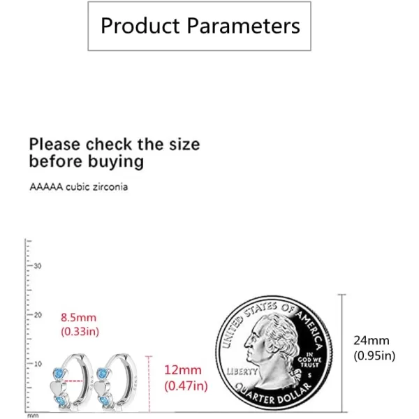 Double Love Heart Cubic Zirconia Sleeper Small Hoop Earrings for Women Teen Girls S925 Sterling Silver Cartilage Tiny Cute Huggie Hoops Hypoallergenic for Sensitive Ear BabyBlue CZDouble Love Heart Cubic Zirconia Sleeper Small Hoop Earrings for Women Teen Girls S925 Sterling Silver Cartilage Tiny Cute Huggie Hoops Hypoallergenic for Sensitive Ear BabyBlue CZ