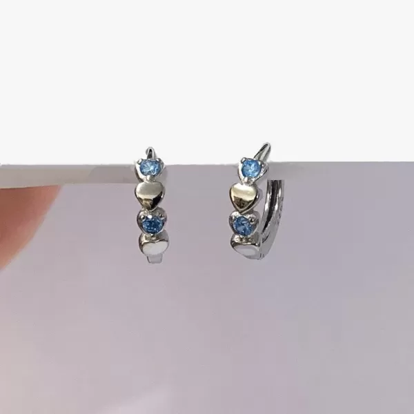 Double Love Heart Cubic Zirconia Sleeper Small Hoop Earrings for Women Teen Girls S925 Sterling Silver Cartilage Tiny Cute Huggie Hoops Hypoallergenic for Sensitive Ear BabyBlue CZDouble Love Heart Cubic Zirconia Sleeper Small Hoop Earrings for Women Teen Girls S925 Sterling Silver Cartilage Tiny Cute Huggie Hoops Hypoallergenic for Sensitive Ear BabyBlue CZ