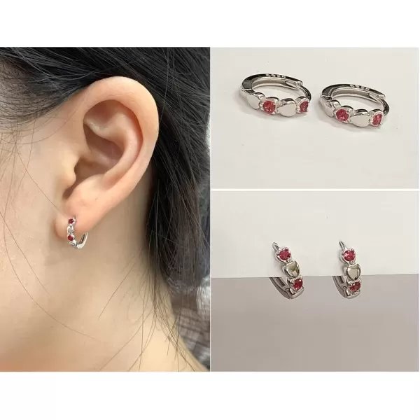 Double Love Heart Cubic Zirconia Sleeper Small Hoop Earrings for Women Teen Girls Sterling Silver Cartilage Tiny Cute Huggie Hoops Hypoallergenic for Sensitive Ear Red CZDouble Love Heart Cubic Zirconia Sleeper Small Hoop Earrings for Women Teen Girls Sterling Silver Cartilage Tiny Cute Huggie Hoops Hypoallergenic for Sensitive Ear Red CZ