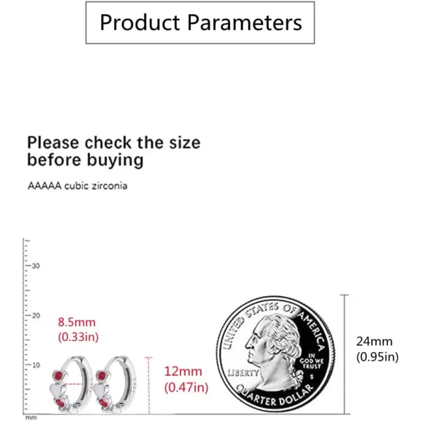 Double Love Heart Cubic Zirconia Sleeper Small Hoop Earrings for Women Teen Girls Sterling Silver Cartilage Tiny Cute Huggie Hoops Hypoallergenic for Sensitive Ear Red CZDouble Love Heart Cubic Zirconia Sleeper Small Hoop Earrings for Women Teen Girls Sterling Silver Cartilage Tiny Cute Huggie Hoops Hypoallergenic for Sensitive Ear Red CZ