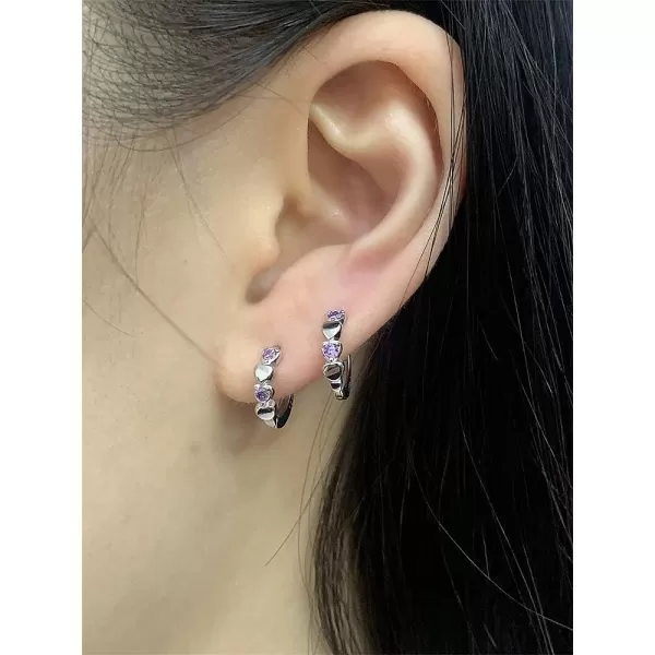 Double Love Heart Cubic Zirconia Small Hoop Earrings for Women Teen Girls 925 Sterling Silver Tiny Cute Huggie Hoops Cartilage Hypoallergenic for Sensitive Ear Birthstone Valentine Easter Mothers Day Jewelry Gifts for Her AmethystDouble Love Heart Cubic Zirconia Small Hoop Earrings for Women Teen Girls 925 Sterling Silver Tiny Cute Huggie Hoops Cartilage Hypoallergenic for Sensitive Ear Birthstone Valentine Easter Mothers Day Jewelry Gifts for Her Amethyst