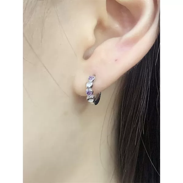 Double Love Heart Cubic Zirconia Small Hoop Earrings for Women Teen Girls 925 Sterling Silver Tiny Cute Huggie Hoops Cartilage Hypoallergenic for Sensitive Ear Birthstone Valentine Easter Mothers Day Jewelry Gifts for Her AmethystDouble Love Heart Cubic Zirconia Small Hoop Earrings for Women Teen Girls 925 Sterling Silver Tiny Cute Huggie Hoops Cartilage Hypoallergenic for Sensitive Ear Birthstone Valentine Easter Mothers Day Jewelry Gifts for Her Amethyst