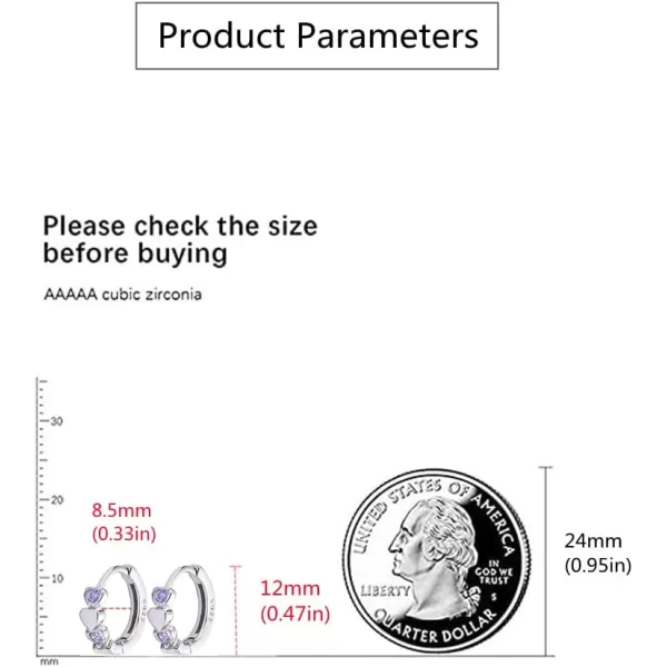 Double Love Heart Cubic Zirconia Small Hoop Earrings for Women Teen Girls 925 Sterling Silver Tiny Cute Huggie Hoops Cartilage Hypoallergenic for Sensitive Ear Birthstone Valentine Easter Mothers Day Jewelry Gifts for Her AmethystDouble Love Heart Cubic Zirconia Small Hoop Earrings for Women Teen Girls 925 Sterling Silver Tiny Cute Huggie Hoops Cartilage Hypoallergenic for Sensitive Ear Birthstone Valentine Easter Mothers Day Jewelry Gifts for Her Amethyst