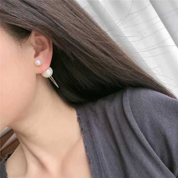 Double Sided Faux Pearl Tassel Dangle Stud Earrings for Women Girls S925 Sterling Silver Gold Plated Chain Drop Front Back Ear Jacket Ball Studs Fashion Unique Jewelry Dainty Gifts for Best FriendsDouble Sided Faux Pearl Tassel Dangle Stud Earrings for Women Girls S925 Sterling Silver Gold Plated Chain Drop Front Back Ear Jacket Ball Studs Fashion Unique Jewelry Dainty Gifts for Best Friends