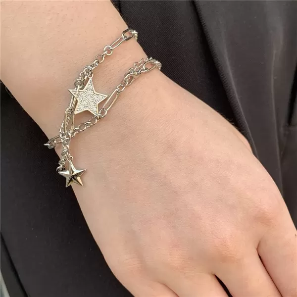 Double Stars Choker Necklace for Women Girls Silver Plated Paperclip Chain Cubic Zirconia Delicate Star Link Charm Pendant Bracelet Anklet Adjustable Hypoallergenic Punk PersonalizedDouble Stars Choker Necklace for Women Girls Silver Plated Paperclip Chain Cubic Zirconia Delicate Star Link Charm Pendant Bracelet Anklet Adjustable Hypoallergenic Punk Personalized
