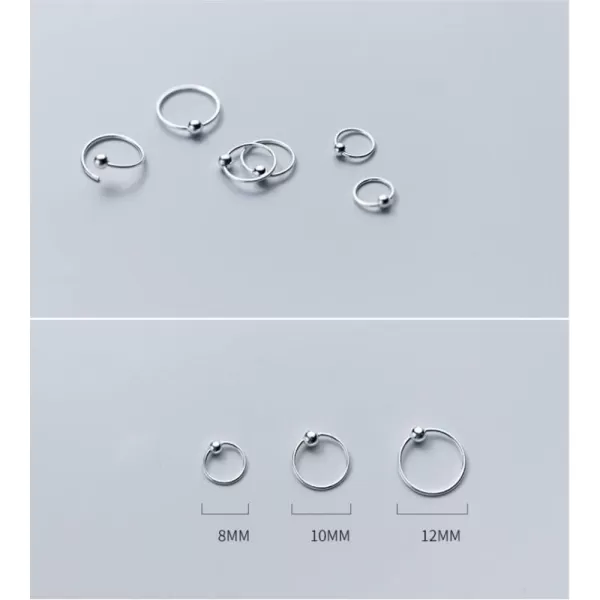 Dtja 20G Sterling Silver Ball Bead Sleeper Tiny Small Hoop Earrings for Women Girls Men Tragus Cartilage Nose Rings Septum Minimalist Piercing Huggie Hoops Lightweight Jewelry81012mm