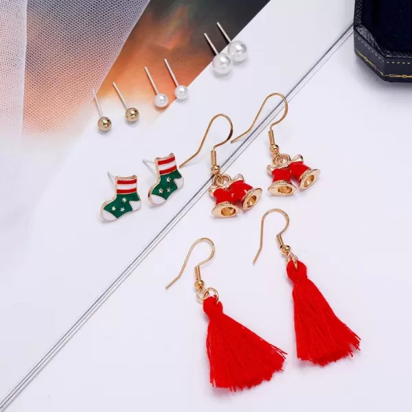 Dtja 6 Pairs Christmas Earrings Bulk for Women Girls Cute Charms Snowflake Tree Bowknot Bell Bow Tree Dangle Drop Imitation PearlDtja 6 Pairs Christmas Earrings Bulk for Women Girls Cute Charms Snowflake Tree Bowknot Bell Bow Tree Dangle Drop Imitation Pearl