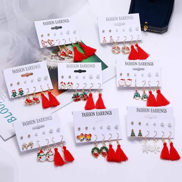 Dtja 6 Pairs Christmas Earrings Bulk for Women Girls Cute Charms Snowflake Tree Bowknot Bell Bow Tree Dangle Drop Imitation PearlDtja 6 Pairs Christmas Earrings Bulk for Women Girls Cute Charms Snowflake Tree Bowknot Bell Bow Tree Dangle Drop Imitation Pearl