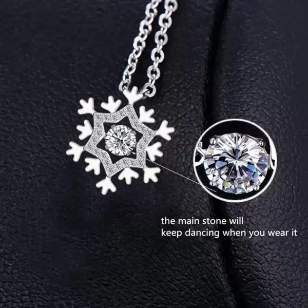 Dtja Austrian Crystal Snowflake Pendant Choker Necklace for Women Girls S925 Sterling Silver Dancing Diamond Stone Winter Flower Adjustable Link Chain 17 Inch Wedding Jewelry BirthdayDtja Austrian Crystal Snowflake Pendant Choker Necklace for Women Girls S925 Sterling Silver Dancing Diamond Stone Winter Flower Adjustable Link Chain 17 Inch Wedding Jewelry Birthday