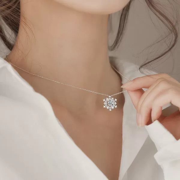 Dtja Austrian Crystal Snowflake Pendant Choker Necklace for Women Girls S925 Sterling Silver Dancing Diamond Stone Winter Flower Adjustable Link Chain 17 Inch Wedding Jewelry BirthdayDtja Austrian Crystal Snowflake Pendant Choker Necklace for Women Girls S925 Sterling Silver Dancing Diamond Stone Winter Flower Adjustable Link Chain 17 Inch Wedding Jewelry Birthday