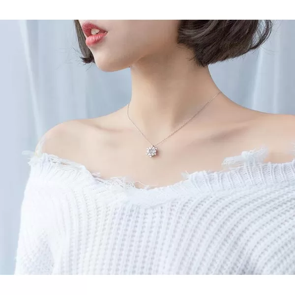 Dtja Austrian Crystal Snowflake Pendant Choker Necklace for Women Girls S925 Sterling Silver Dancing Diamond Stone Winter Flower Adjustable Link Chain 17 Inch Wedding Jewelry BirthdayDtja Austrian Crystal Snowflake Pendant Choker Necklace for Women Girls S925 Sterling Silver Dancing Diamond Stone Winter Flower Adjustable Link Chain 17 Inch Wedding Jewelry Birthday