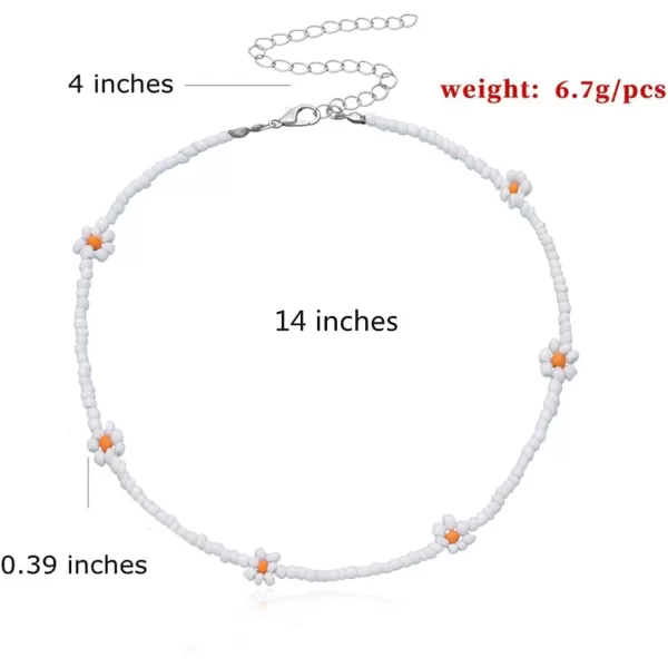 Dtja Boho Bead Flower Necklace for Women Girls Bohemian Colorful Ball Bead Seed Handmade Adjustable Choker Chain Layered Bracelet Anklet Beachy Y2K Necklaces Gift WhiteDtja Boho Bead Flower Necklace for Women Girls Bohemian Colorful Ball Bead Seed Handmade Adjustable Choker Chain Layered Bracelet Anklet Beachy Y2K Necklaces Gift White