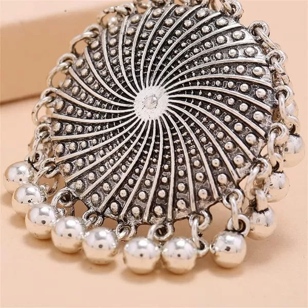 Dtja Boho Big Teardrop Statement Ring for Women Girls Vintage Tassel Ball Bead Adjustable Open Band Cocktail Party Ring Comfort Fit Gypsy Indian Bollywood Peacock Tail Exaggerated JewelrySilver