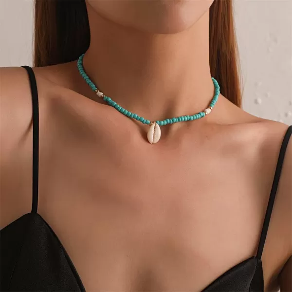 Dtja Boho Seashell Turquoise Bead Choker Necklace for Women Girls Cute Conch Shell Adjustable Handmade Charm Chain Necklaces Hawaii Summer Beach Vacation Y2K JewelryDtja Boho Seashell Turquoise Bead Choker Necklace for Women Girls Cute Conch Shell Adjustable Handmade Charm Chain Necklaces Hawaii Summer Beach Vacation Y2K Jewelry
