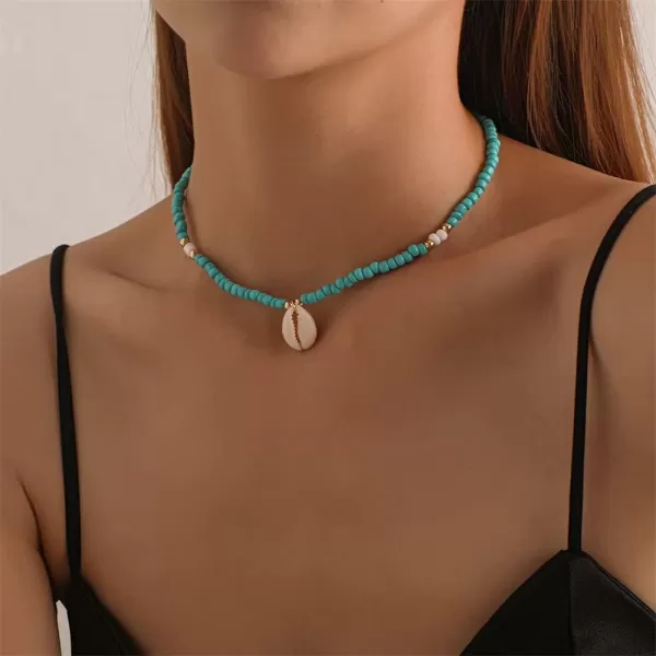 Dtja Boho Seashell Turquoise Bead Choker Necklace for Women Girls Cute Conch Shell Adjustable Handmade Charm Chain Necklaces Hawaii Summer Beach Vacation Y2K JewelryDtja Boho Seashell Turquoise Bead Choker Necklace for Women Girls Cute Conch Shell Adjustable Handmade Charm Chain Necklaces Hawaii Summer Beach Vacation Y2K Jewelry