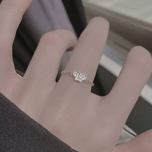 Dtja CZ Butterfly Chain 925 Sterling Silver Ring for Women Girls Statement Adjustable Mini Ball Open Wrap Tail Finger Rings Wedding Promise Engagement Birthday Jewelry GiftDtja CZ Butterfly Chain 925 Sterling Silver Ring for Women Girls Statement Adjustable Mini Ball Open Wrap Tail Finger Rings Wedding Promise Engagement Birthday Jewelry Gift