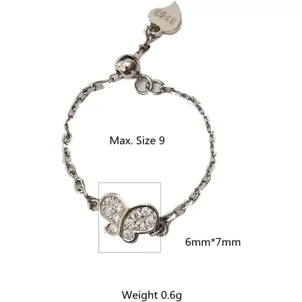 Dtja CZ Butterfly Chain 925 Sterling Silver Ring for Women Girls Statement Adjustable Mini Ball Open Wrap Tail Finger Rings Wedding Promise Engagement Birthday Jewelry GiftDtja CZ Butterfly Chain 925 Sterling Silver Ring for Women Girls Statement Adjustable Mini Ball Open Wrap Tail Finger Rings Wedding Promise Engagement Birthday Jewelry Gift