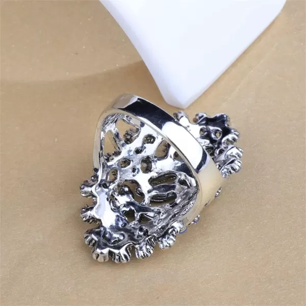 Dtja CZ Dragonfly Wedding Statement Ring for Women Girls Oxidized Silver Plated Cubic Zirconia Filigree Wide Band Finger Rings Comfort Fit Vintage Birthday Party Prom Jewelry Gift Size 8Blue Diamond