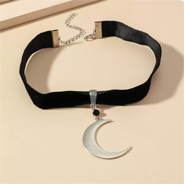 Dtja Crescent Moon Choker Pendant Necklace for Women Girls Boho Black Velvet Collar Necklace Adjustable Chain Vintage Jewelry GiftDtja Crescent Moon Choker Pendant Necklace for Women Girls Boho Black Velvet Collar Necklace Adjustable Chain Vintage Jewelry Gift