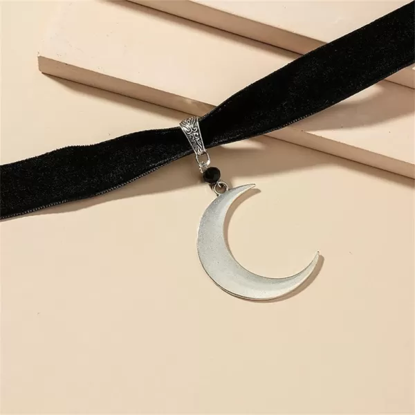 Dtja Crescent Moon Choker Pendant Necklace for Women Girls Boho Black Velvet Collar Necklace Adjustable Chain Vintage Jewelry GiftDtja Crescent Moon Choker Pendant Necklace for Women Girls Boho Black Velvet Collar Necklace Adjustable Chain Vintage Jewelry Gift