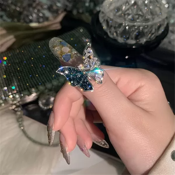 Dtja Crystal Butterfly Star Silvery Statement Finger Rings for Women Girls Blue CZ Luxury Sparkling Adjustable Comfort Fit Expandeble Wedding Engagement Promise JewelryDtja Crystal Butterfly Star Silvery Statement Finger Rings for Women Girls Blue CZ Luxury Sparkling Adjustable Comfort Fit Expandeble Wedding Engagement Promise Jewelry