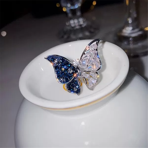 Dtja Crystal Butterfly Star Silvery Statement Finger Rings for Women Girls Blue CZ Luxury Sparkling Adjustable Comfort Fit Expandeble Wedding Engagement Promise JewelryDtja Crystal Butterfly Star Silvery Statement Finger Rings for Women Girls Blue CZ Luxury Sparkling Adjustable Comfort Fit Expandeble Wedding Engagement Promise Jewelry
