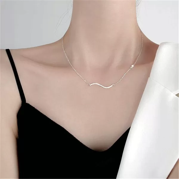 Dtja Crystal Ocean Wave Necklace for Women Girls 925 Silver Plated Minimalist Curved Line Pendant Choker Chain Adjustable 18 Sea Beach Summer Wedding Birthday Jewelry Gift for Surfer LoverDtja Crystal Ocean Wave Necklace for Women Girls 925 Silver Plated Minimalist Curved Line Pendant Choker Chain Adjustable 18 Sea Beach Summer Wedding Birthday Jewelry Gift for Surfer Lover