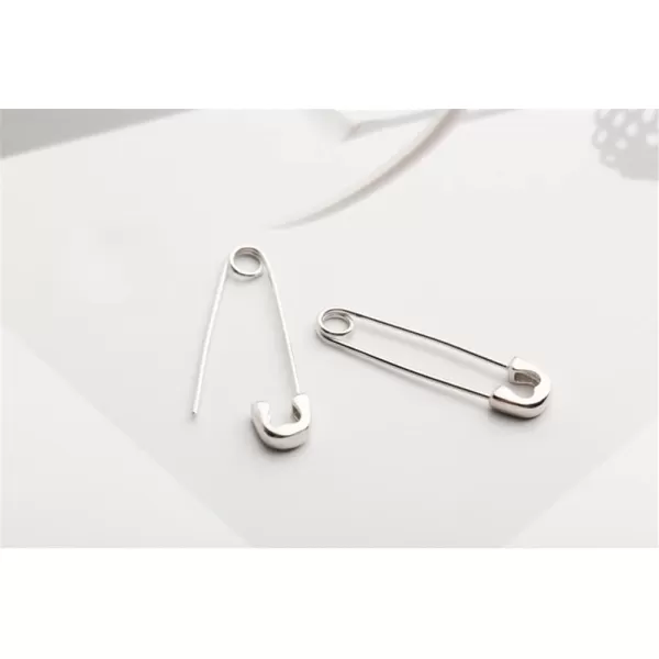 Dtja Cute Sterling Silver Safety Pin Small Hoop Earrings for Women Teen Girls Cartilage Fashion Black Sleeper HoopsSilver 30mm