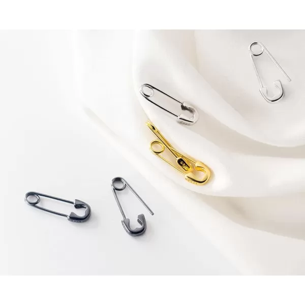 Dtja Cute Sterling Silver Safety Pin Small Hoop Earrings for Women Teen Girls Cartilage Fashion Black Sleeper Hoopsblack 20mm