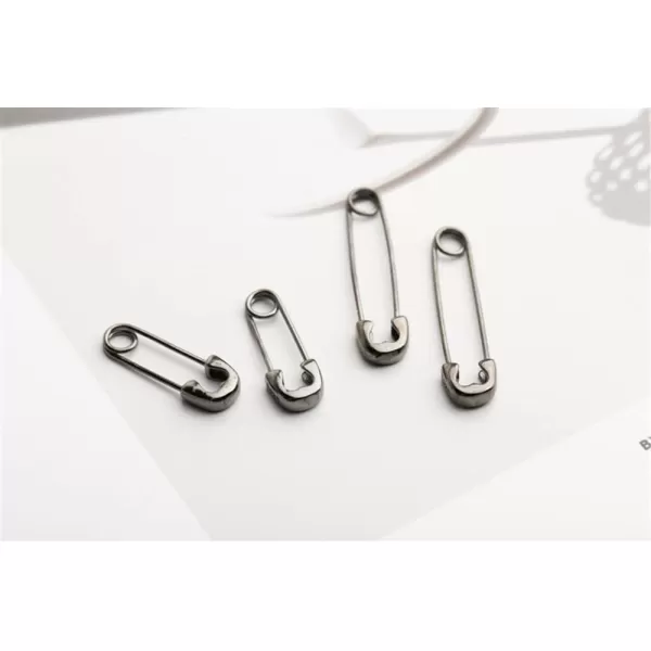 Dtja Cute Sterling Silver Safety Pin Small Hoop Earrings for Women Teen Girls Cartilage Fashion Black Sleeper Hoopsblack 30mm