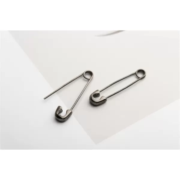 Dtja Cute Sterling Silver Safety Pin Small Hoop Earrings for Women Teen Girls Cartilage Fashion Black Sleeper Hoopsblack 30mm