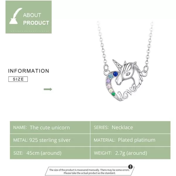 Dtja Delicate Unicorn Crystal Love Heart Pendant Necklace for Women Teen Girls 925 Sterling Silver Rainbow Colorful Rhinestone Cute Choker Adjustable Rolo Chain 18 Inches Hypoallergenic Birthday GiftDtja Delicate Unicorn Crystal Love Heart Pendant Necklace for Women Teen Girls 925 Sterling Silver Rainbow Colorful Rhinestone Cute Choker Adjustable Rolo Chain 18 Inches Hypoallergenic Birthday Gift