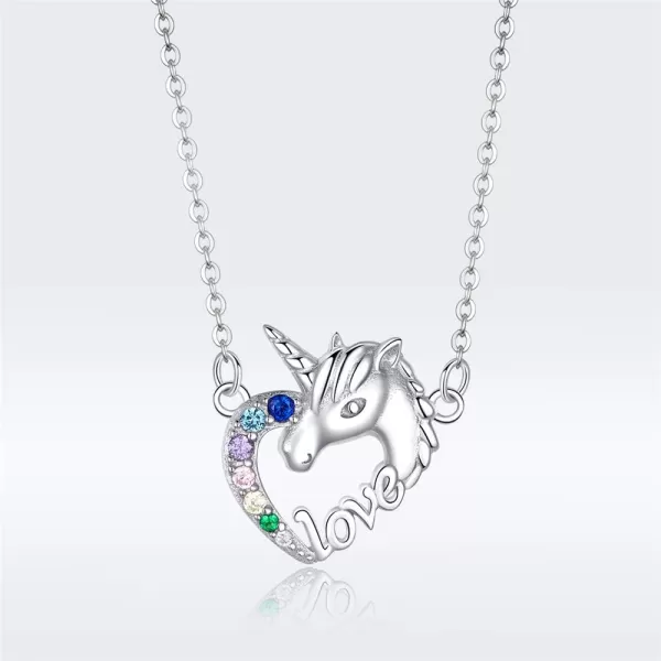 Dtja Delicate Unicorn Crystal Love Heart Pendant Necklace for Women Teen Girls 925 Sterling Silver Rainbow Colorful Rhinestone Cute Choker Adjustable Rolo Chain 18 Inches Hypoallergenic Birthday GiftDtja Delicate Unicorn Crystal Love Heart Pendant Necklace for Women Teen Girls 925 Sterling Silver Rainbow Colorful Rhinestone Cute Choker Adjustable Rolo Chain 18 Inches Hypoallergenic Birthday Gift