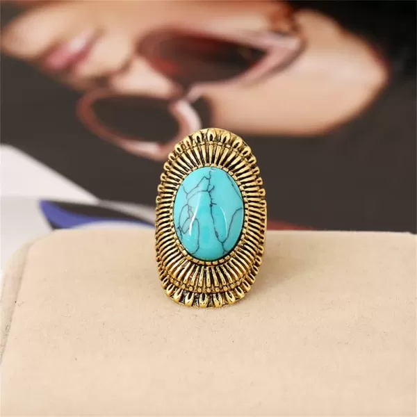 Dtja Exaggerated Boho Turquoise Wide Band Statement Ring for Women Girls Gold Tone Vintage Big Band Finger Rings Comfort Fit Bohemian Ethnic Style Birthday Christmas Party Jewelry Gift Size 78Dtja Exaggerated Boho Turquoise Wide Band Statement Ring for Women Girls Gold Tone Vintage Big Band Finger Rings Comfort Fit Bohemian Ethnic Style Birthday Christmas Party Jewelry Gift Size 78