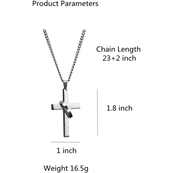 Dtja Large Cross Ring Pendant Necklace for Women Men Stainless Steel Silvery Our Father Lords Prayer Halo Bible Verse Engraved 25 Chain Fashion Punk Jewelry GiftDtja Large Cross Ring Pendant Necklace for Women Men Stainless Steel Silvery Our Father Lords Prayer Halo Bible Verse Engraved 25 Chain Fashion Punk Jewelry Gift