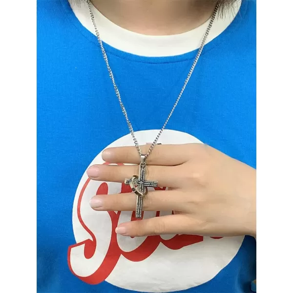 Dtja Large Cross Ring Pendant Necklace for Women Men Stainless Steel Silvery Our Father Lords Prayer Halo Bible Verse Engraved 25 Chain Fashion Punk Jewelry GiftDtja Large Cross Ring Pendant Necklace for Women Men Stainless Steel Silvery Our Father Lords Prayer Halo Bible Verse Engraved 25 Chain Fashion Punk Jewelry Gift