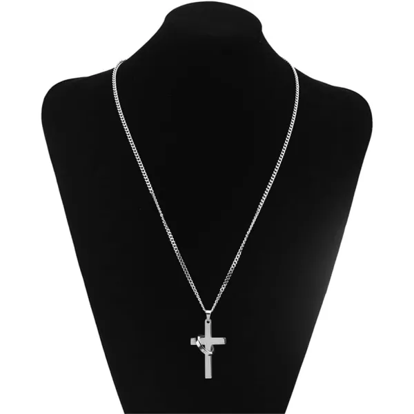 Dtja Large Cross Ring Pendant Necklace for Women Men Stainless Steel Silvery Our Father Lords Prayer Halo Bible Verse Engraved 25 Chain Fashion Punk Jewelry GiftDtja Large Cross Ring Pendant Necklace for Women Men Stainless Steel Silvery Our Father Lords Prayer Halo Bible Verse Engraved 25 Chain Fashion Punk Jewelry Gift