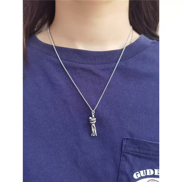 Dtja Love Hug Pendant Necklace for Women Girls TwoToned Affectionate Couple Hug Valentines Day Necklaces Fashion Personalized Statement Jewelry Wedding Birthday Party Gifts for HerSilver