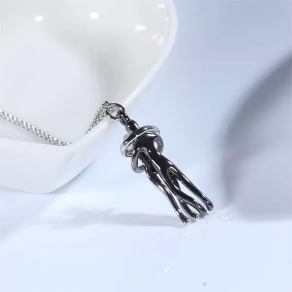 Dtja Love Hug Pendant Necklace for Women Girls TwoToned Affectionate Couple Hug Valentines Day Necklaces Fashion Personalized Statement Jewelry Wedding Birthday Party Gifts for HerSilver Black