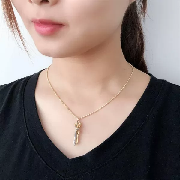 Dtja Love Hug Pendant Necklace for Women Girls TwoToned Affectionate Couple Hug Valentines Day Necklaces Fashion Personalized Statement Jewelry Wedding Birthday Party Gifts for HerSilver Gold