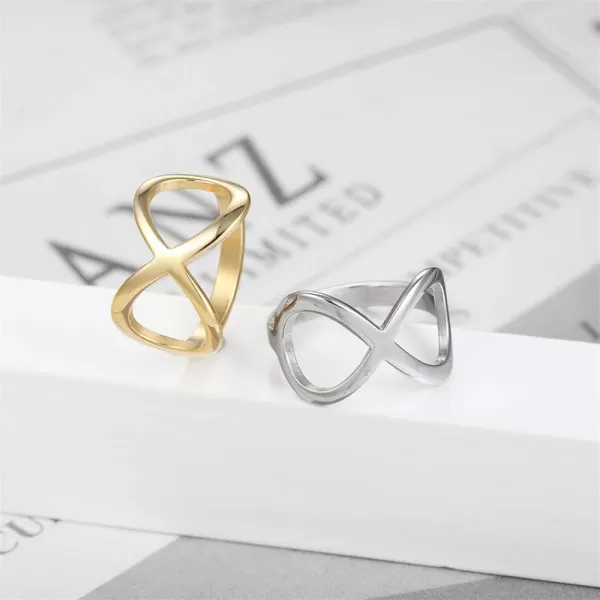 Dtja Minimalist Infinity Knot Band Rings for Women Girls Stainless Steel High Polished Comfort Fit Tarnish Resistant Eternity Wedding Promise Statement Ring Simple Jewelry Gifts for Her HimGold